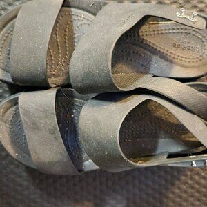 Black Croc Platform Sandals